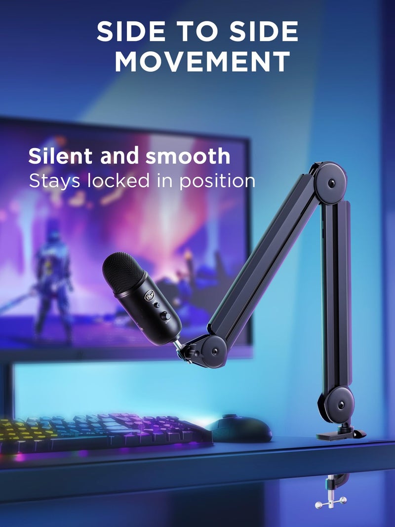InnoGear حامل ميكروفون إنوجير ميك بوم مع إدارة الكابلات لميكروفونات بلو يتي FIFINE AM8 K669B هايبر إكس كواد كاست S سولو كاست AT2020 شوري SM7B MV7 وغيرها من الميكروفونات - Image 4