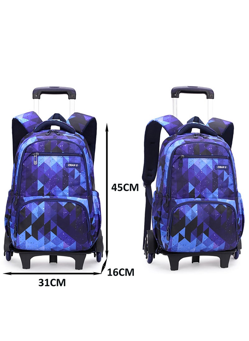 Generic Kids Trolley School Bag Rolling Backpack, Fashion Color Blocks Primary School Students Wheeled Schoolbag for Girls and Boys  - Image 5