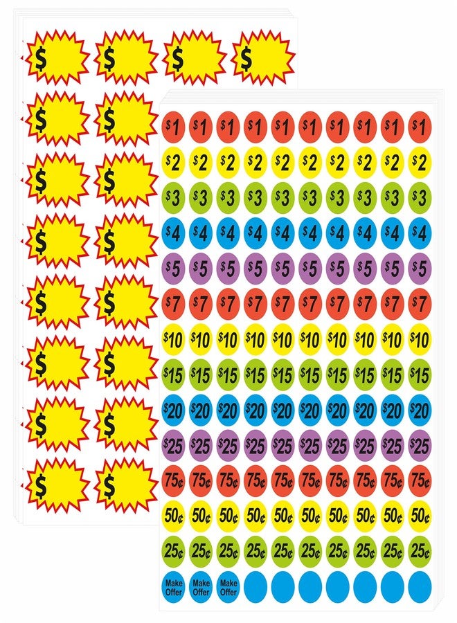 MOIKKA-GC 1560 Pcs Removable Garage Sale Price Stickers, 1400pcs 3/4" Yard Sale Price Stickers & 160pcs 2.2x1.4 Blank Princing Labels, Price Tag for Flea Markets, County Fairs & Retail Use - Image 1