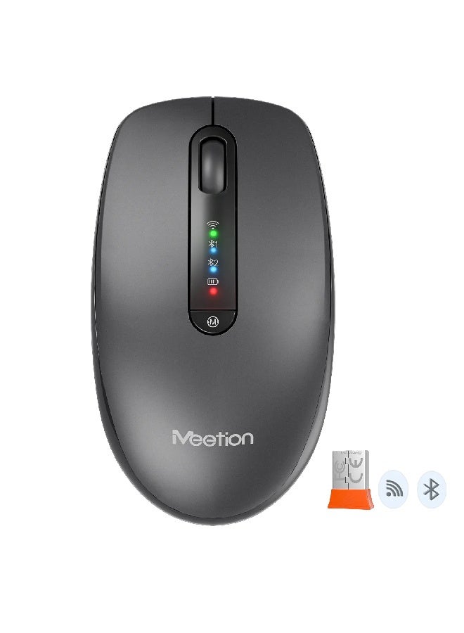 ميشين ماوس لاسلكي صامت قابل لإعادة الشحن بثلاثة طرق توصيل - BTM100R - رمادي فولاذي - Image 1