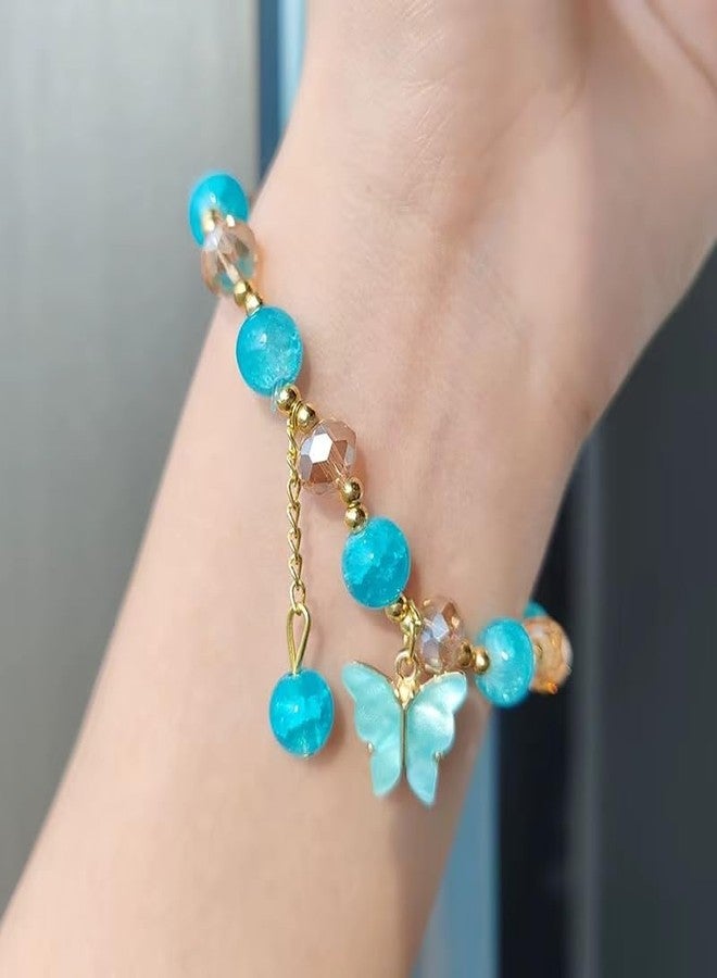 JANEJA Crystal Beaded Bracelet for Women & Girls - Healing Stone Jewelry with Butterfly Charm | Fashion Accessory COMBO OF 8 - Image 5