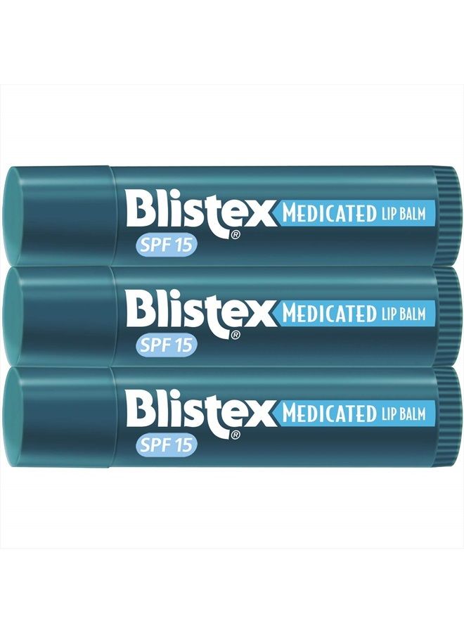 Blistex Medicated Lip Balm, 0.15 Ounce, 3 Count (Pack of 1) Prevent Dryness & Chapping, SPF 15 Sun Protection, Seals in Moisture, Hydrating Lip Balm, Easy Glide Formula for Full Coverage - Image 2