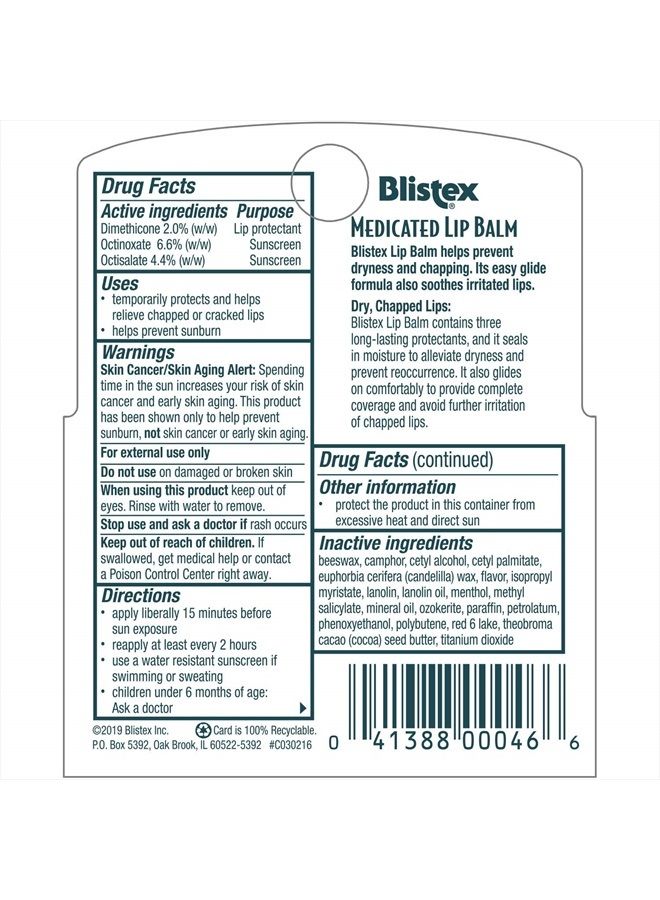 Blistex Medicated Lip Balm, 0.15 Ounce, 3 Count (Pack of 1) Prevent Dryness & Chapping, SPF 15 Sun Protection, Seals in Moisture, Hydrating Lip Balm, Easy Glide Formula for Full Coverage - Image 3