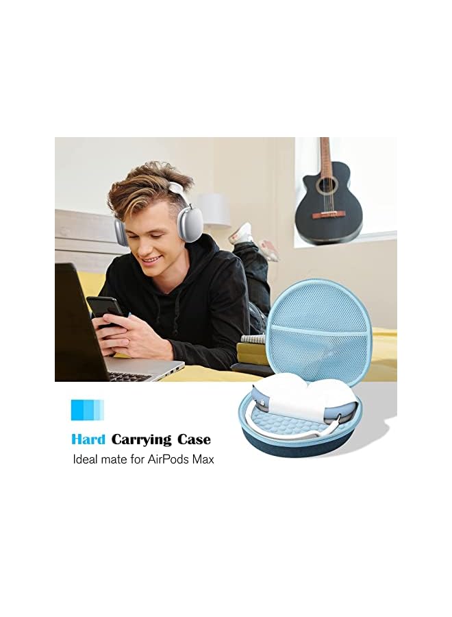 Procases Hard Case for New Earbuds Max, Travel Carrying Headphone Case with Silicone Earpad Cover & Mesh Pocket, Earbuds Max Protective Portable Storage Bag -Navy - Image 2