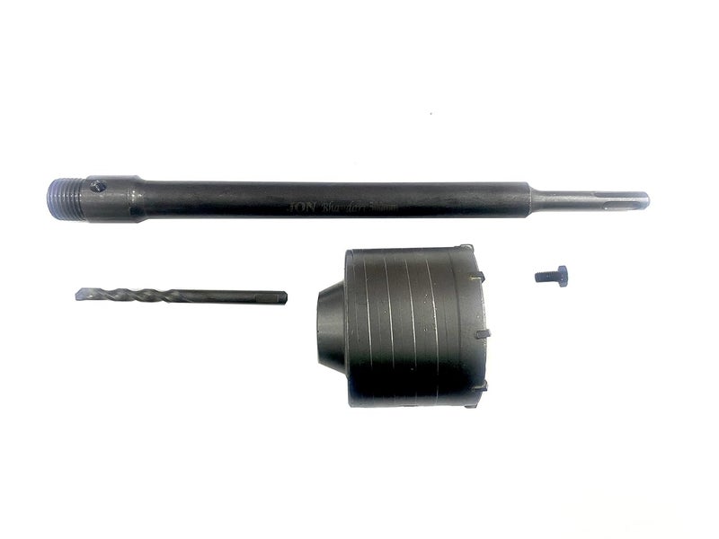Jon Bhandari Tools Jon Bhandari Tools 75mm Concrete Hole Saw Set Wall Core Drill Bit Cutter Carbide Tipped with SDS plus extension bar for Brick Cement Stone Etc 75mm Concrete Hole Saw with 350mm SDS bar  - Image 1