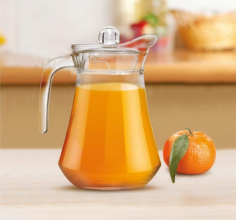 TREO Treo by Milton Conical Fresh 1300 Glass Jug with Lid and Handle 1 Piece 13 Litre Transparent Serve Water Beverages Iced Tea Juices Cocktail Milk Chaas Shakes - Image 2