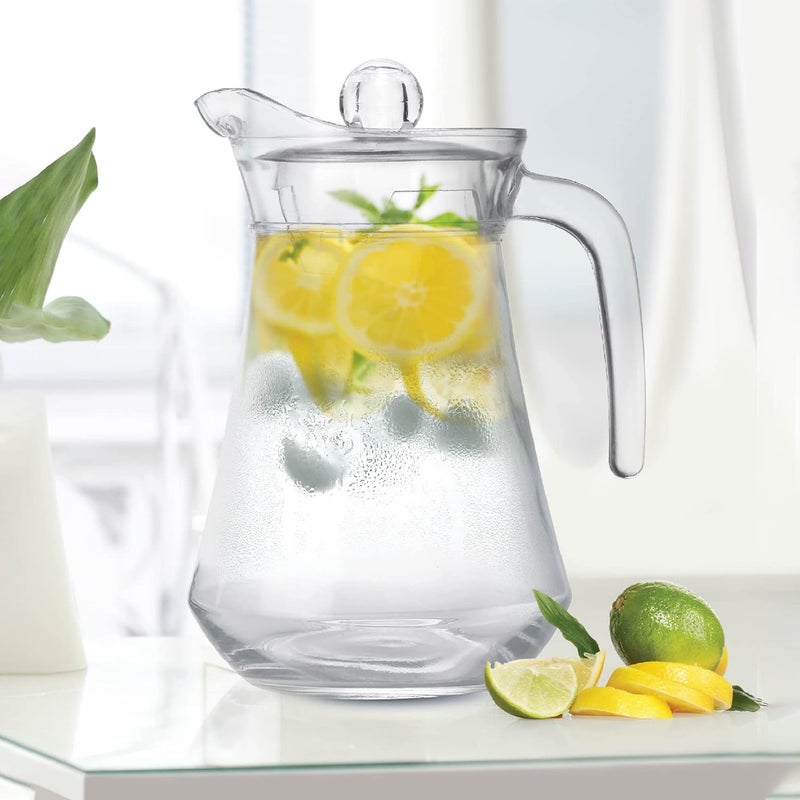 TREO Treo by Milton Conical Fresh 1300 Glass Jug with Lid and Handle 1 Piece 13 Litre Transparent Serve Water Beverages Iced Tea Juices Cocktail Milk Chaas Shakes - Image 5