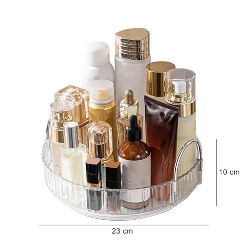 Xacton 360° Rotating Makeup Organiser I High-Capacity Cosmetic & Skincare Storage Rack I Spinning Holder Stand I for Dressing Table, Lipsticks & Accessory (Amber Gold, 1 Tier) - Image 2
