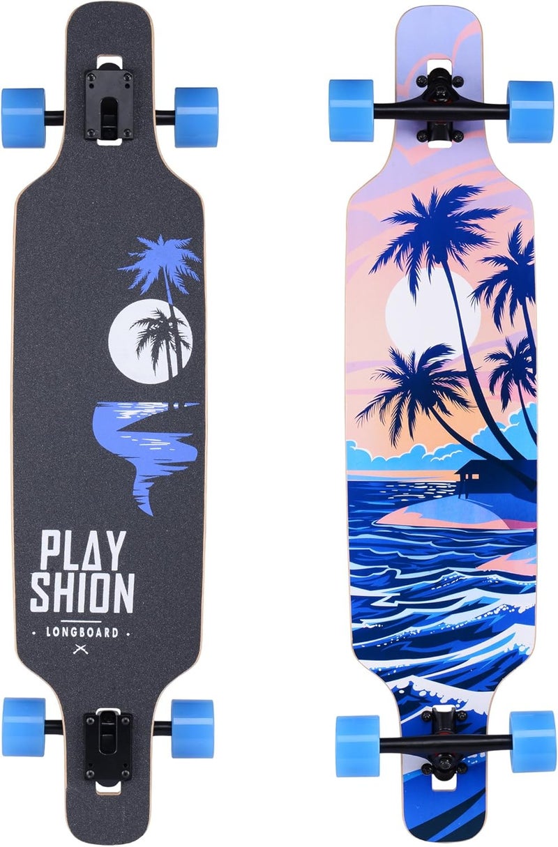 Playshion لوح التزلج الطويل | 39" لوح طويل بتصميم دروب ثرو | 42" ألواح بينتايل الطويلة - Image 1