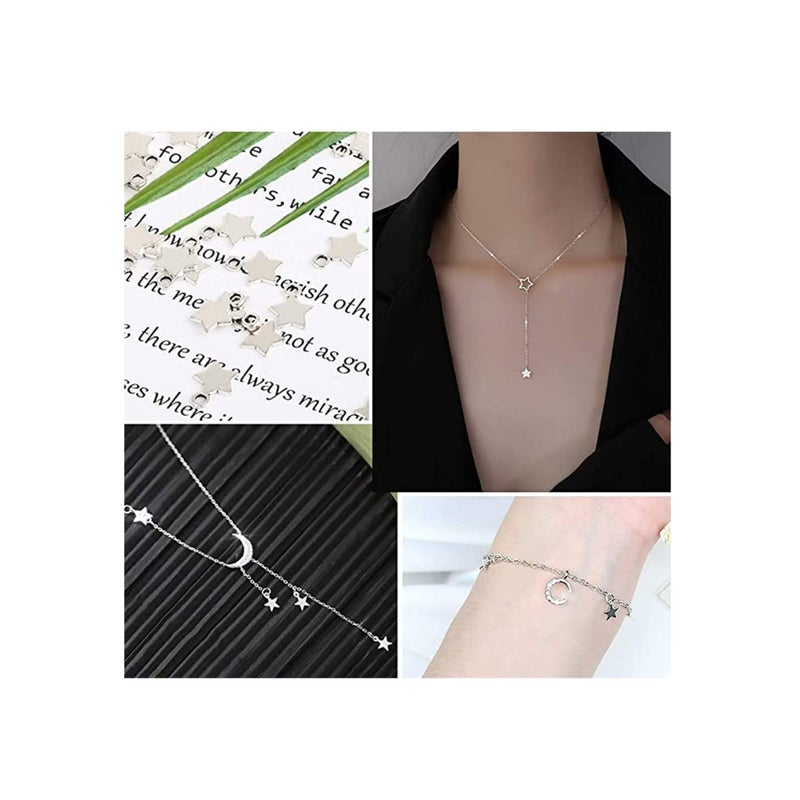 SOLARAE 160 Pieces Star Pendants, Mini Star Shape Charms, Metal Star Pendants, Flat Star Charms, Jewellery Accessories, Zinc Alloy Solid Star Charms for Handicrafts, Jewellery Making(Silver, Gold) - Image 4