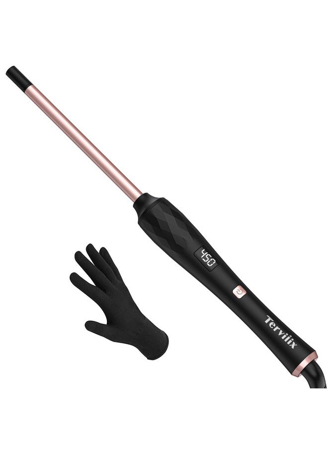 Terviiix - Small Barrel Curling Iron Wand 3/8 Inch Thin Curling Wand Iron For Short & Long Hair Argan Oil And Keratin Infused Ceramic Curler With Digital Adjustable Temperature & Autooff 9Mm Black - Image 1
