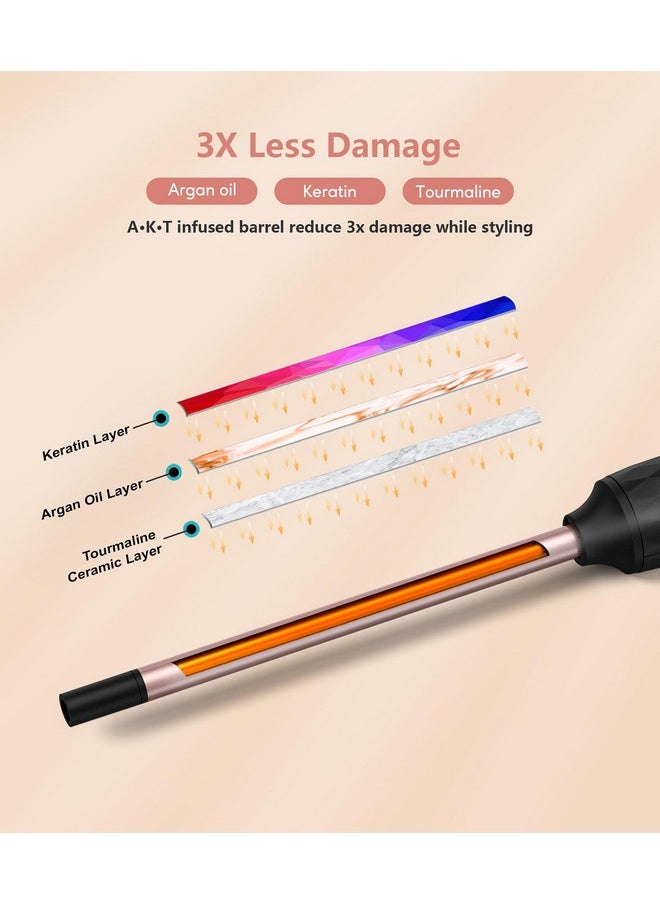 Terviiix - Small Barrel Curling Iron Wand 3/8 Inch Thin Curling Wand Iron For Short & Long Hair Argan Oil And Keratin Infused Ceramic Curler With Digital Adjustable Temperature & Autooff 9Mm Black - Image 1