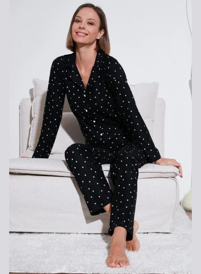Lela Lela Stretch Standard Fit Buttoned Pajama Set Women's PAJAMA SET 60956601
