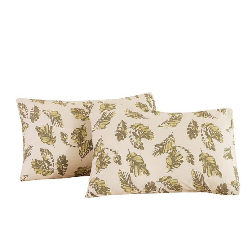 ECOCOTT ECOCOTT 2 Pack Pillowcase Standard Size  Leaf Pattern Pillow Cases Set - 100% Cotton Pillow Covers with Envelope Closure (Queen  20""x26"")  - Image 1