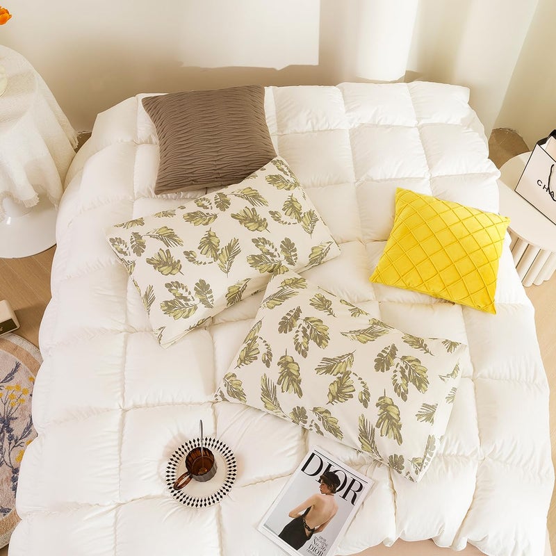 ECOCOTT ECOCOTT 2 Pack Pillowcase Standard Size  Leaf Pattern Pillow Cases Set - 100% Cotton Pillow Covers with Envelope Closure (Queen  20""x26"")  - Image 4