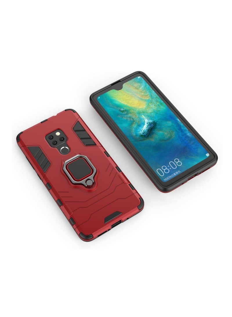 MaiJin Compatible with Huawei Mate 20, Case Metal Ring Grip Kickstand Shockproof Hard Bumper Shell (Works with Magnetic Car Mount) Dual Layer Rugged Cover for Huawei Mate 20 (Red) - Image 5