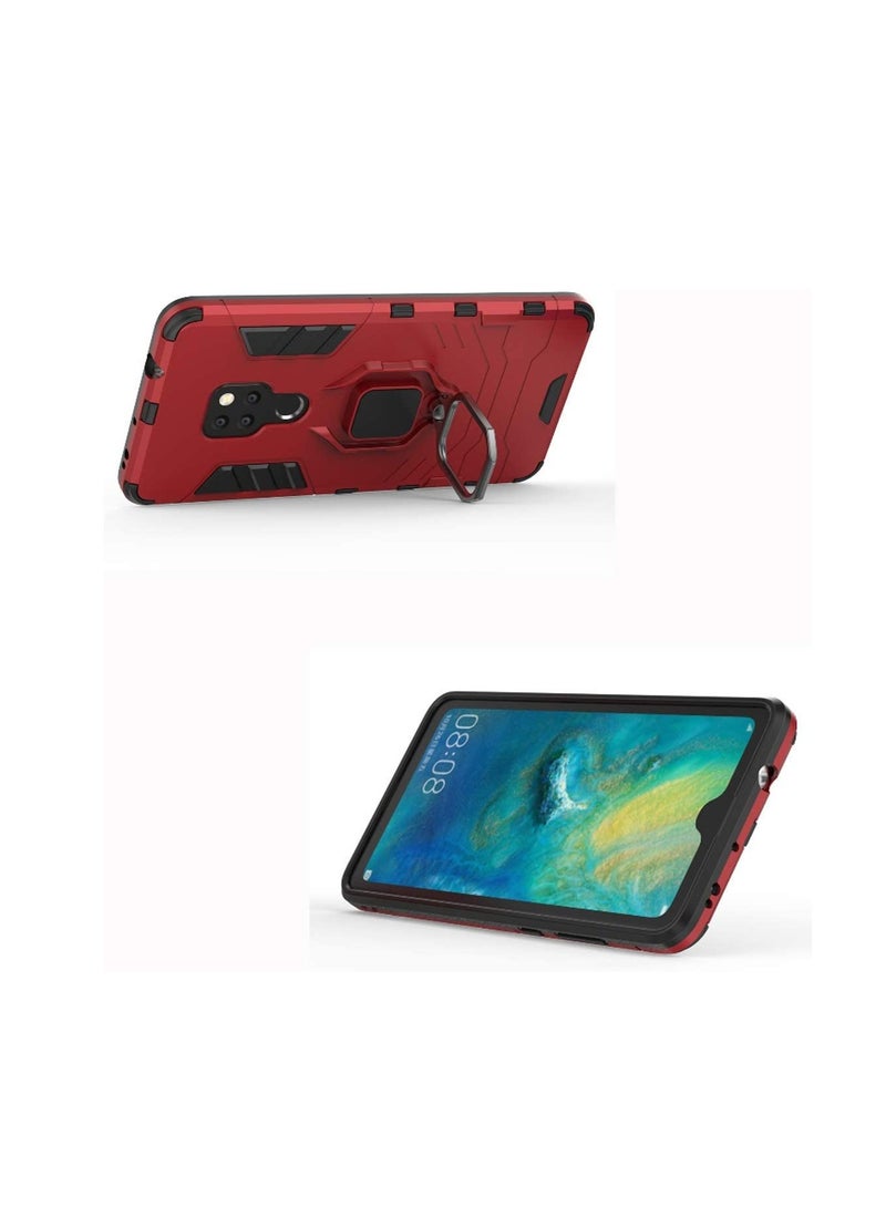 MaiJin Compatible with Huawei Mate 20, Case Metal Ring Grip Kickstand Shockproof Hard Bumper Shell (Works with Magnetic Car Mount) Dual Layer Rugged Cover for Huawei Mate 20 (Red) - Image 4