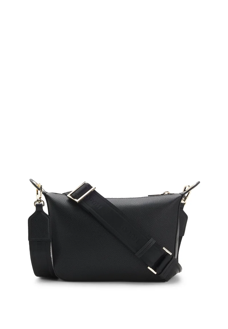 هوجو Grained faux-leather shoulder bag with gold-tone hardware