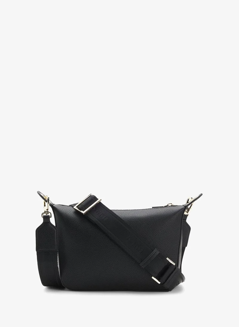 HUGO Black Grained faux-leather shoulder bag with gold-tone hardware for Women | Best Price UAE