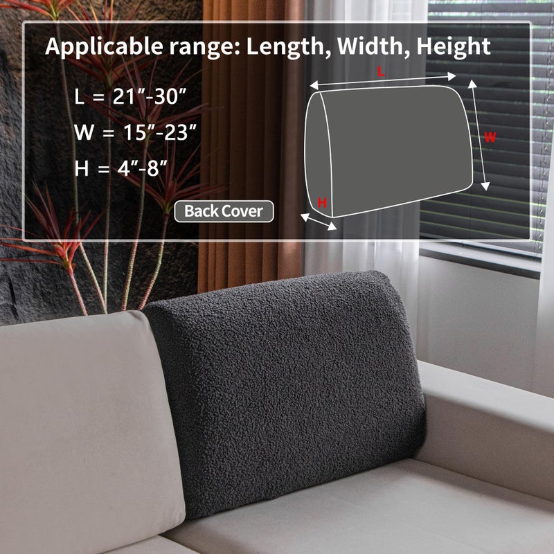 OHSIO Couch Cushion Covers for Sectional Sofa, Stretch Soft Sofa Slipcovers Washable Wear-Resistant Universal Furniture Protector for Living Room(1 Piece Back Couch Cover, Dark Gray) - Image 2