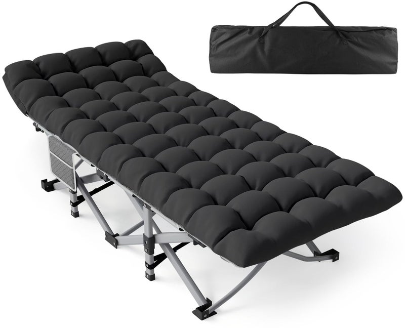 ZENPETIO Camping Cot for Adults, Heavy-Duty Portable Cot Bed with Mattress, Foldable Padded Sleeping Cots for Camping Travel Tent Day Bed Outdoor & Home Guest, Max Load 500 LBS, 75x28x15â€ - Image 1