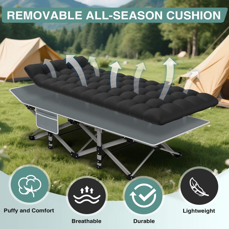 ZENPETIO Camping Cot for Adults, Heavy-Duty Portable Cot Bed with Mattress, Foldable Padded Sleeping Cots for Camping Travel Tent Day Bed Outdoor & Home Guest, Max Load 500 LBS, 75x28x15â€ - Image 3