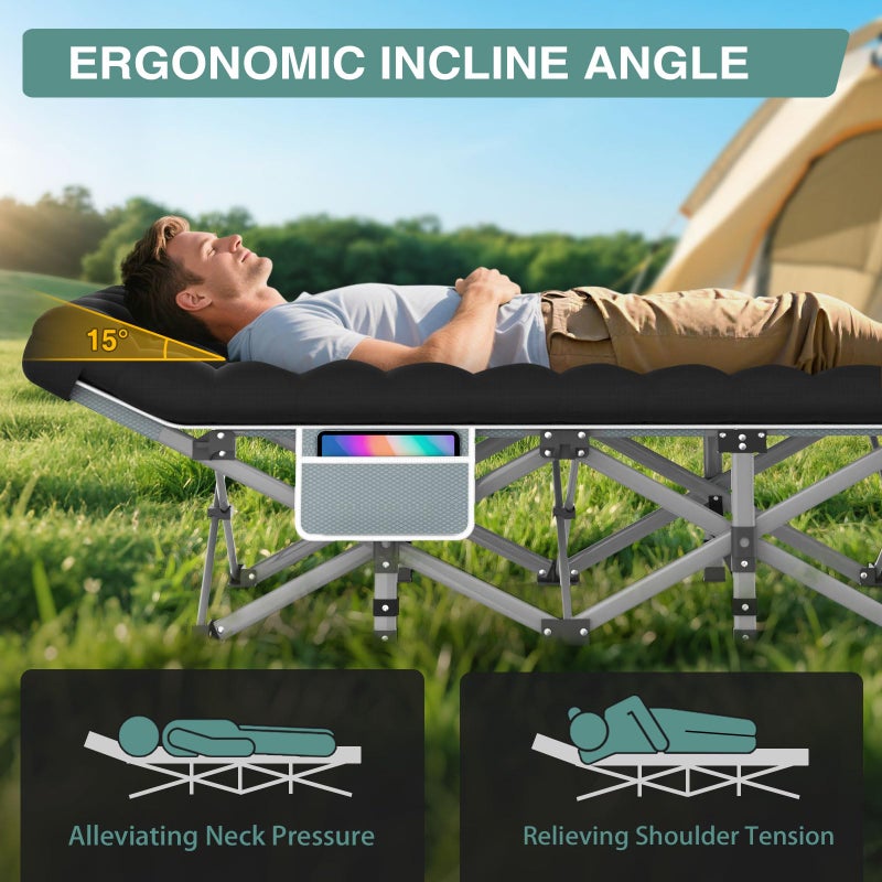 ZENPETIO Camping Cot for Adults, Heavy-Duty Portable Cot Bed with Mattress, Foldable Padded Sleeping Cots for Camping Travel Tent Day Bed Outdoor & Home Guest, Max Load 500 LBS, 75x28x15â€ - Image 4