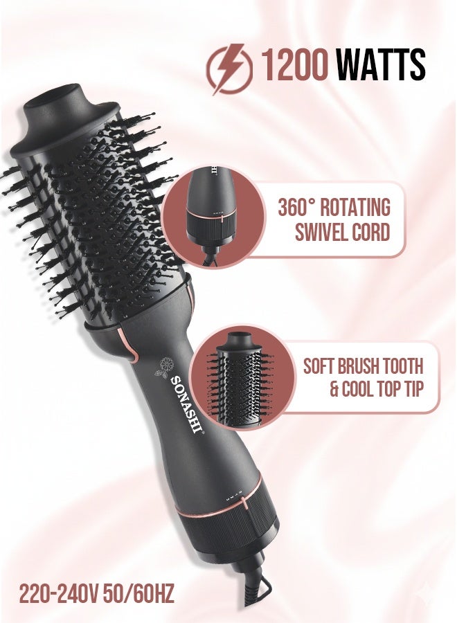 SONASHI 2-in-1 Hot Air Brush with Ceramic Oval Barrel | 2 Speed & 2 Heat Settings | Cool Tip & 360° Swivel Cord | Adds Volume, Smooths Frizz & Styles with 1200W DC Motor | SHS-2093 Black - Image 4
