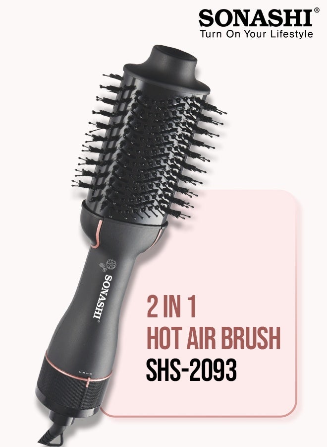 SONASHI 2-in-1 Hot Air Brush with Ceramic Oval Barrel | 2 Speed & 2 Heat Settings | Cool Tip & 360° Swivel Cord | Adds Volume, Smooths Frizz & Styles with 1200W DC Motor | SHS-2093 Black - Image 1