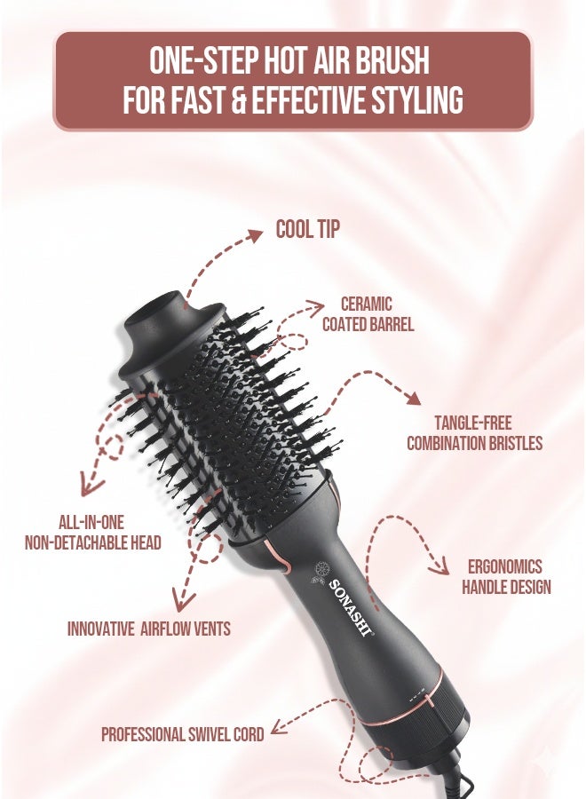 SONASHI 2-in-1 Hot Air Brush with Ceramic Oval Barrel | 2 Speed & 2 Heat Settings | Cool Tip & 360° Swivel Cord | Adds Volume, Smooths Frizz & Styles with 1200W DC Motor | SHS-2093 Black - Image 5