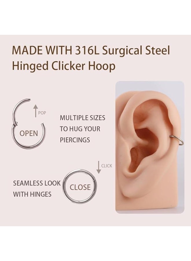 Ucanbe 5pcs 316L Stainless Steel Seamless Nose Rings Set – Multi-Color Hinged Segment Hoops for Piercing - Image 4