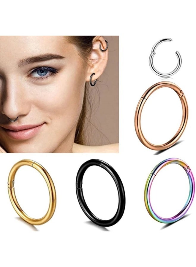 Ucanbe 5pcs 316L Stainless Steel Seamless Nose Rings Set – Multi-Color Hinged Segment Hoops for Piercing - Image 2