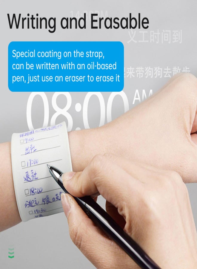 Wearable Notepad Silicone Memo Wrist Band Reminder Bracelet Waterproof to Do List Stap and Ruler   Erasable with Oil-based Pen Gift for Nurse Vet Techs Healthcare Learning Records Plans - Image 4