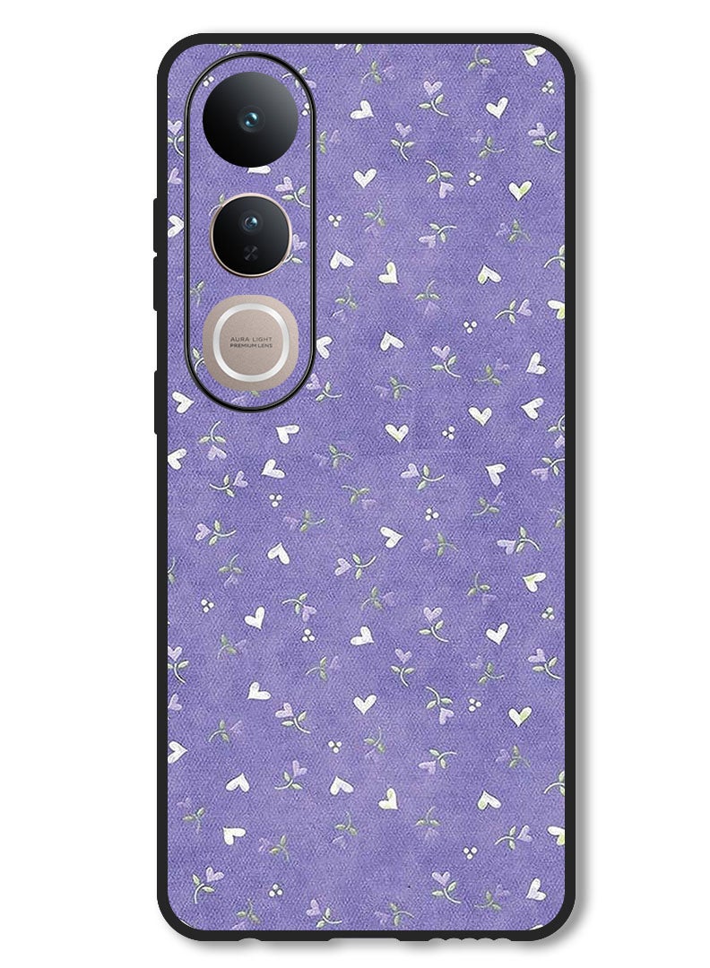 Theodor Case Compatible with Vivo V50 Lite Protection Shockproof Bumper Cover Hearts Purple Background - Image 1