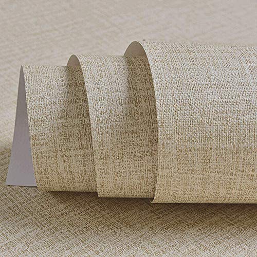 TANONE Khaki Contact Paper Peel and Stick, Grasscloth Beige Wallpaper Self Adhesive Removable Wallpaper, Fabric Linen Wall Paper Decorative for Wall Cabinets Drawers Kitchen 15.8 in X 197 in - Image 1