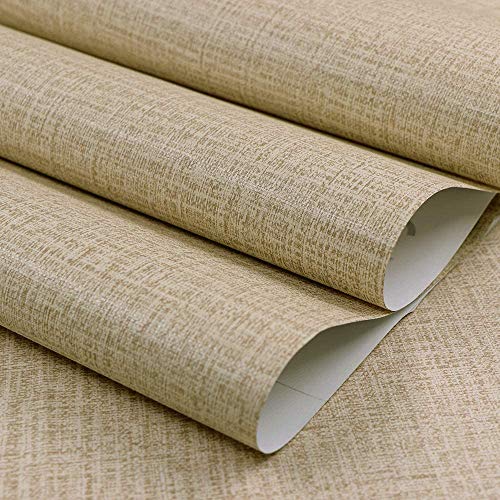 TANONE Khaki Contact Paper Peel and Stick, Grasscloth Beige Wallpaper Self Adhesive Removable Wallpaper, Fabric Linen Wall Paper Decorative for Wall Cabinets Drawers Kitchen 15.8 in X 197 in - Image 2