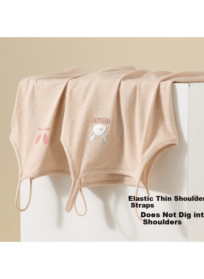 Dingguagua Natural Colored Cotton Children's Breathable Tank Top 2-pack Girls' Belly Protection Base Shirt Spring Autumn Wearable 140