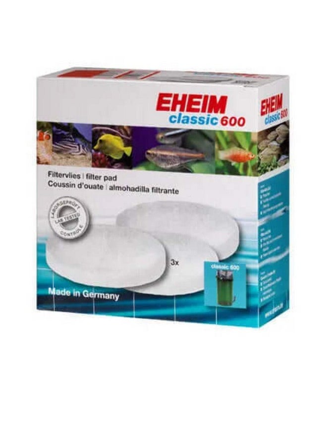 إيهيم وسادة فلتر EHEIM (بيضاء) للفلتر الخارجي الكلاسيكي 600 (3 قطع)، 3.00 × 7.00 × 7.00 بوصة 