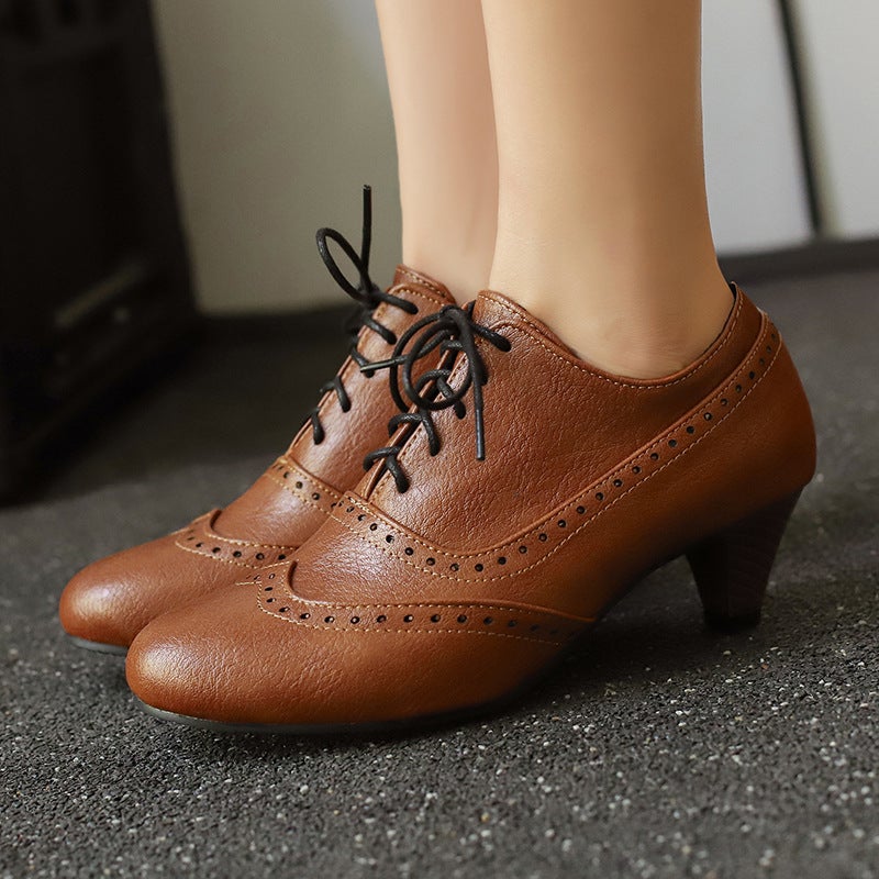 Spring 2025 Wish Supply Fashion High Heeled Burned Flowers 32-43 Size Lace-Up Brock Women'S Shoes Trendy - Image 3