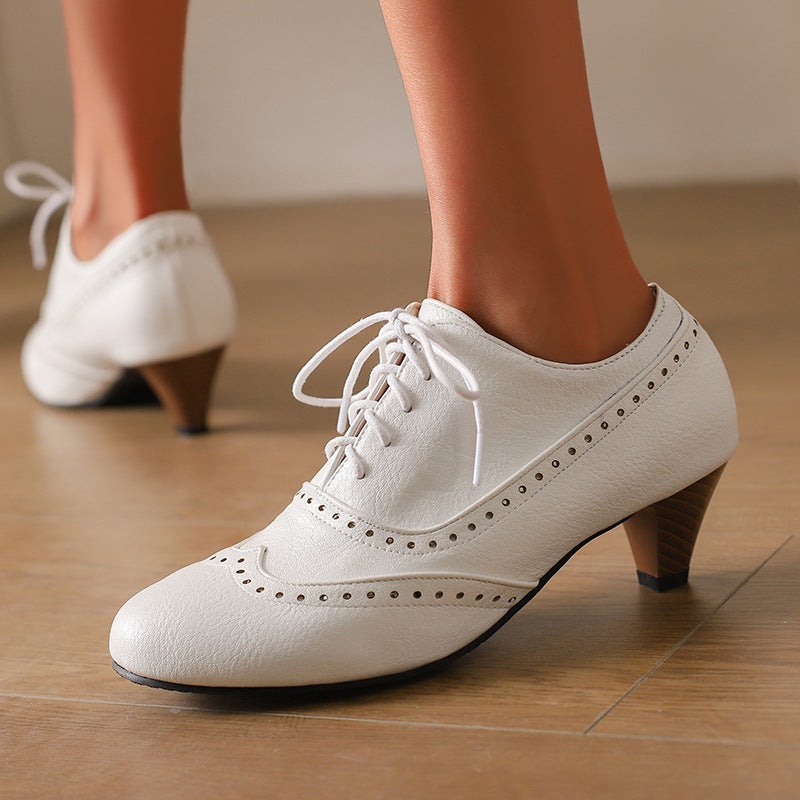 Spring 2025 Wish Supply Fashion High Heeled Burned Flowers 32-43 Size Lace-Up Brock Women'S Shoes Trendy - Image 2