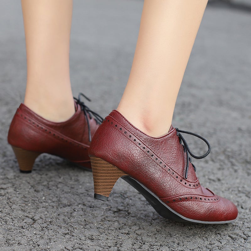 Spring 2025 Wish Supply Fashion High Heeled Burned Flowers 32-43 Size Lace-Up Brock Women'S Shoes Trendy - Image 5