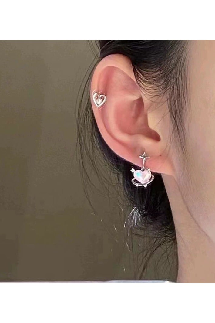 Goolsky Korean Unique Design Pink Heart & Star Earrings Set – 6-Piece Dainty Studs for Women, Trendy Autumn/Winter Fashion Jewelry  - Image 2