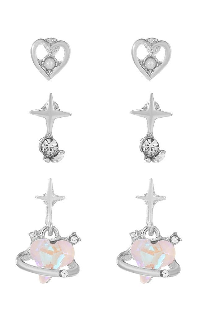 Goolsky Korean Unique Design Pink Heart & Star Earrings Set – 6-Piece Dainty Studs for Women, Trendy Autumn/Winter Fashion Jewelry  - Image 4
