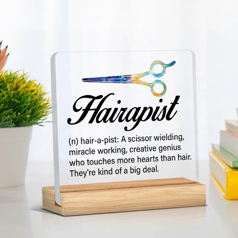 Zauly Best Hair Stylist Gift - Hairapist Definition Acrylic Desk Sign Decor for Women Men - Image 4
