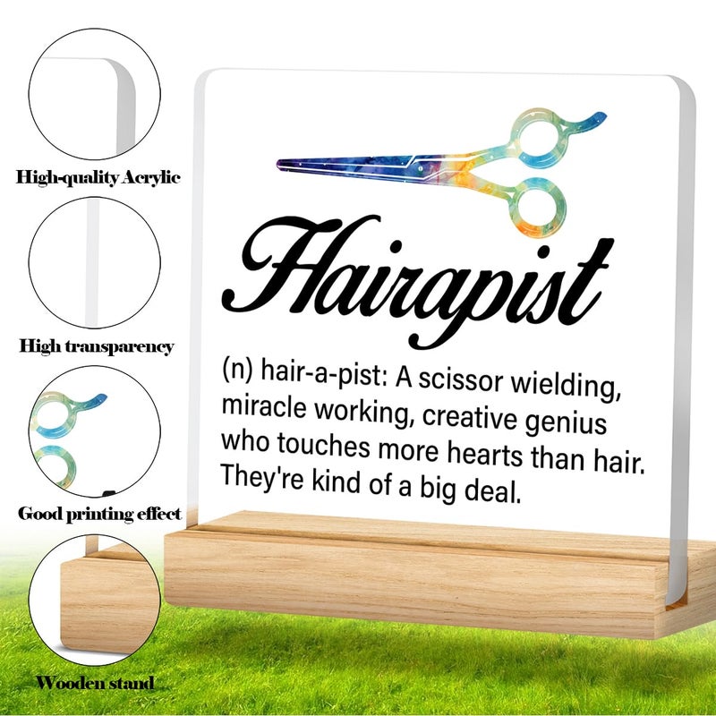 Zauly Best Hair Stylist Gift - Hairapist Definition Acrylic Desk Sign Decor for Women Men - Image 2
