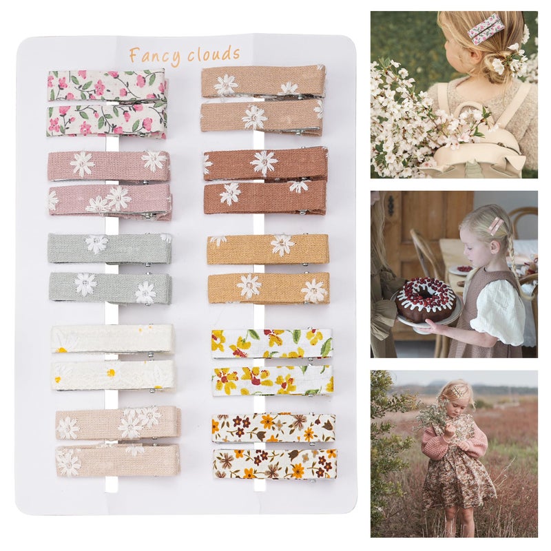 FANCY CLOUDS Hair Clips for Girls Women Toddler Baby,Assorted 20Pcs Flower Fabric Fully Lined Small Alligator Clips Hair Accessories for Teens Child Kids Gifts - Image 1