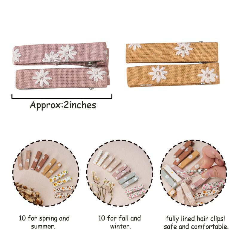 FANCY CLOUDS Hair Clips for Girls Women Toddler Baby,Assorted 20Pcs Flower Fabric Fully Lined Small Alligator Clips Hair Accessories for Teens Child Kids Gifts - Image 4