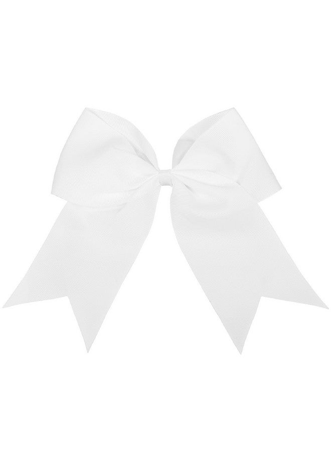 Tobeffect Jumbo Cheer Bows White Hair Bow Clips 8 Inch Big White Bows For Girls Hair Women Cheerleading Bows Softball Team Bows Cheerleader Hair Bows For Halloween Costumes Festivals Birthdays Photoshoots - Image 1