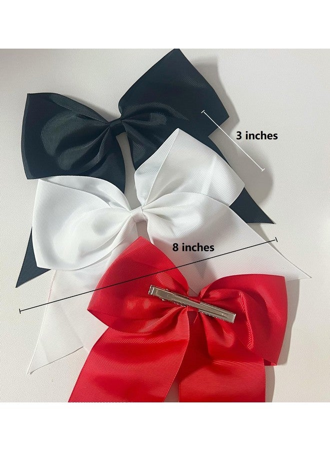 Tobeffect Jumbo Cheer Bows White Hair Bow Clips 8 Inch Big White Bows For Girls Hair Women Cheerleading Bows Softball Team Bows Cheerleader Hair Bows For Halloween Costumes Festivals Birthdays Photoshoots - Image 2
