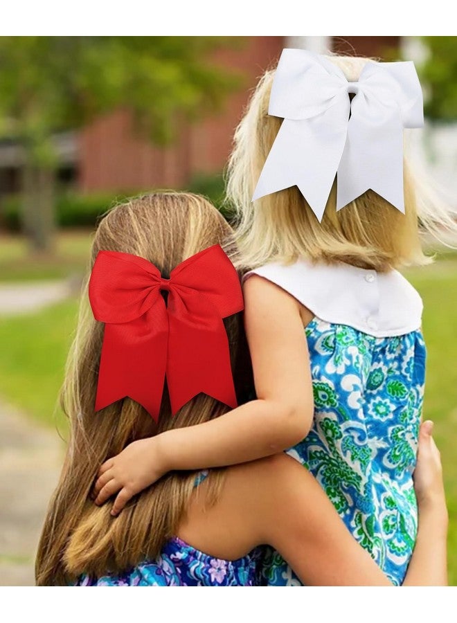 Tobeffect Jumbo Cheer Bows White Hair Bow Clips 8 Inch Big White Bows For Girls Hair Women Cheerleading Bows Softball Team Bows Cheerleader Hair Bows For Halloween Costumes Festivals Birthdays Photoshoots - Image 3